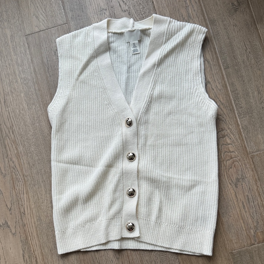 H&M Cream V-Neck Sweater Vest